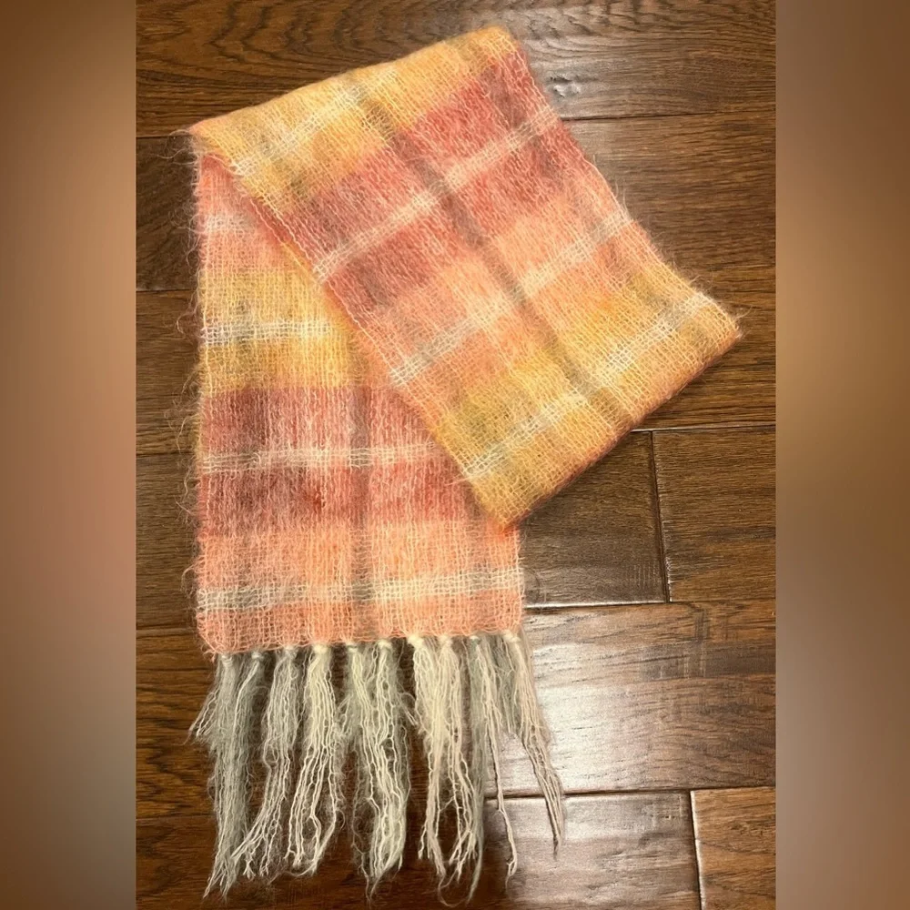 Craftcentre Cymru Gwynedd Wales Britain Scarf Multicolored Wool Mohair 70 X 9